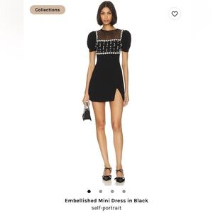 Self-Portrait Black Embellished Mini Dress